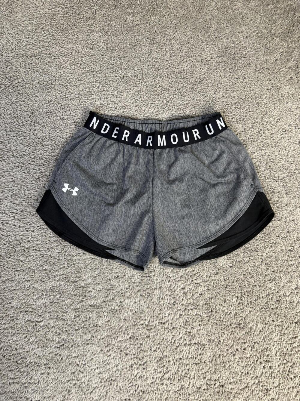Under Armour Shorts Womens XS Gray Athletic Running 3 In Inseam Elastic Waist